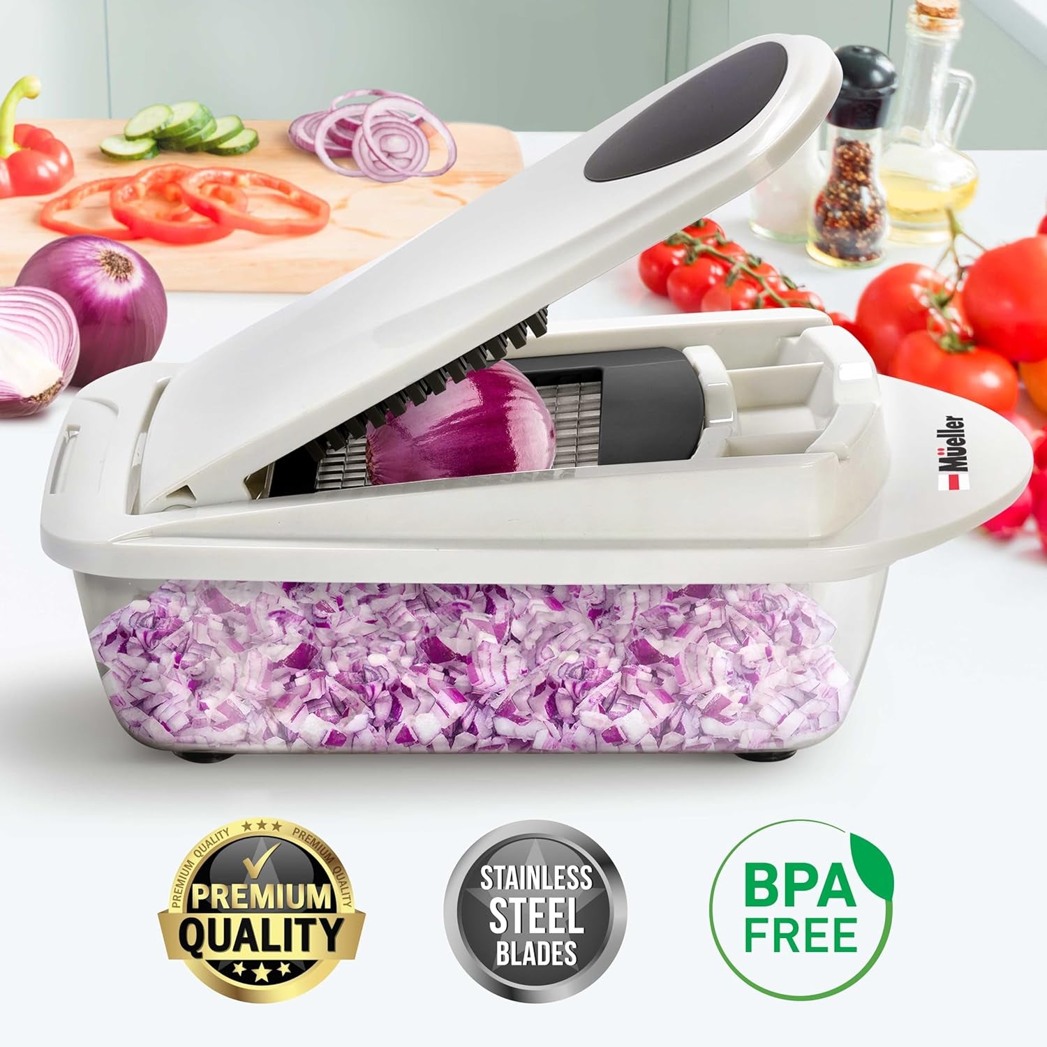 Pro-Series 10-In-1, 8 Blade Vegetable Chopper, Onion Mincer, Cutter, Dicer, Egg Slicer with Container, French Fry Cutter Potatoe Slicer, Home Essentials & Kitchen Gadgets, Salad Chopper