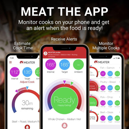 Plus: Wireless Smart Meat Thermometer with Bluetooth | Long Range | Measures Internal & Ambient Temp | for BBQ, Oven, Grill, Kitchen, Smoker, Rotisserie