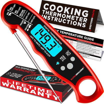 Instant Read Meat Thermometer for Grill and Cooking. Best Waterproof Ultra Fast Thermometer with Backlight & Calibration. Digital Food Probe for Kitchen, Outdoor Grilling and BBQ!