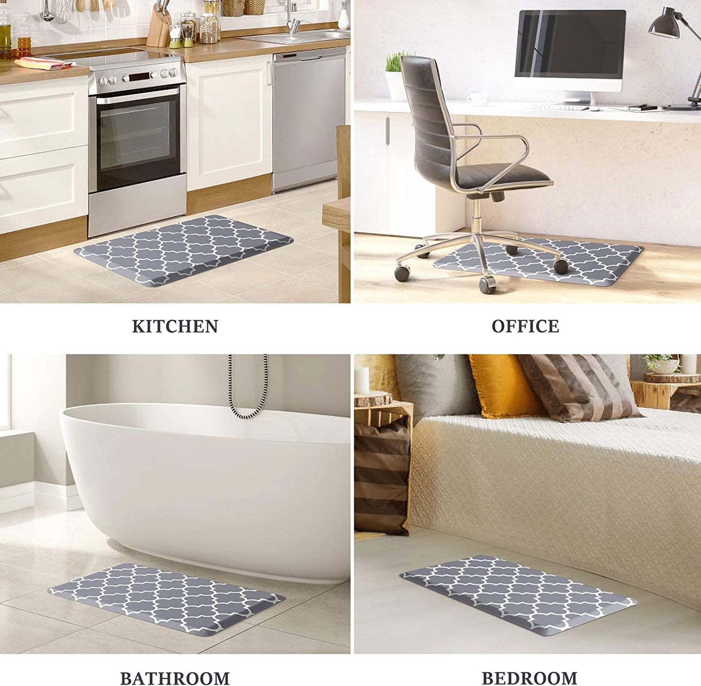 Kitchen Mat and Rugs Cushioned Anti-Fatigue,17.3"X 28",Non Slip Waterproof Ergonomic Comfort Mat for Kitchen, Floor Home, Office, Sink, Laundry, Grey