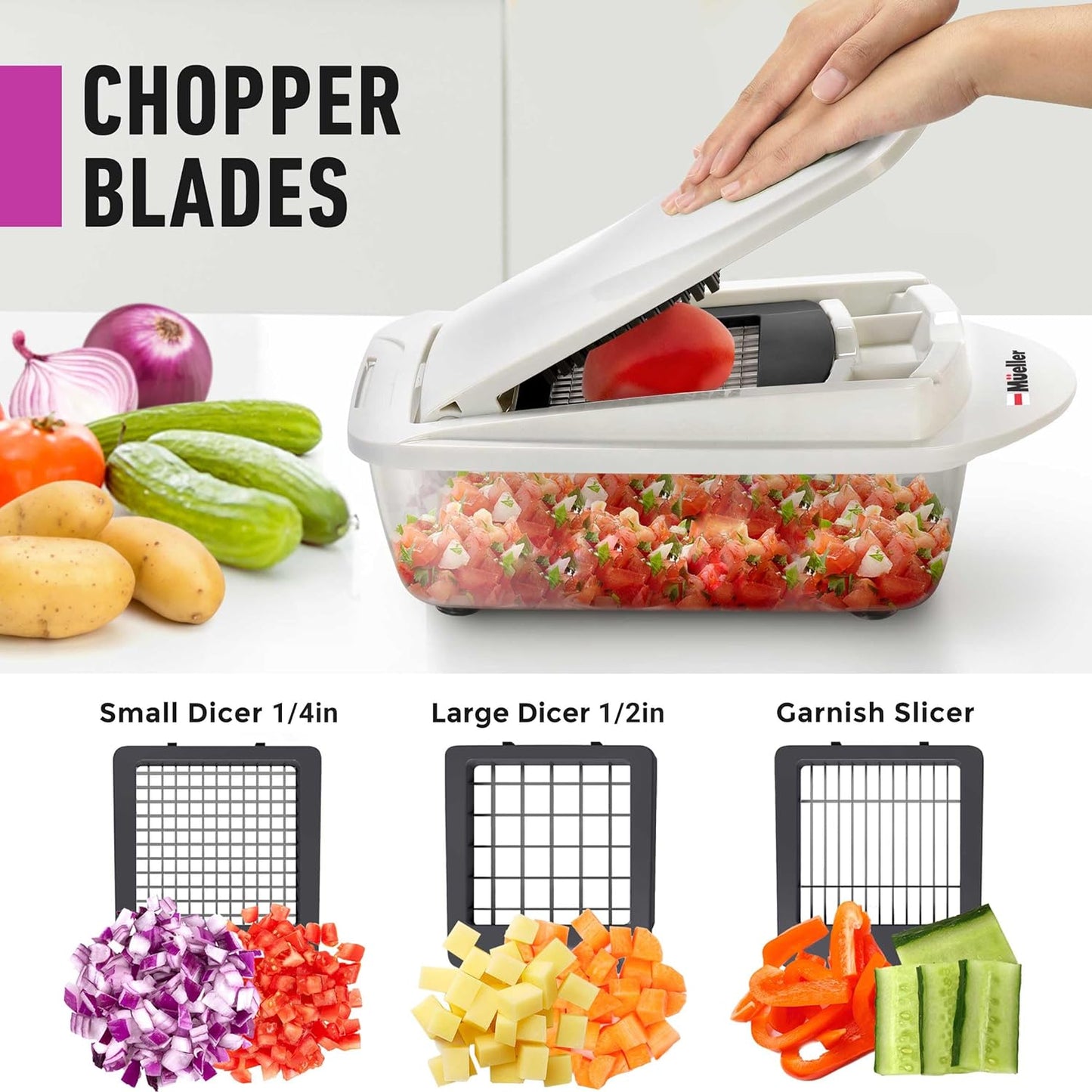 Pro-Series 10-In-1, 8 Blade Vegetable Chopper, Onion Mincer, Cutter, Dicer, Egg Slicer with Container, French Fry Cutter Potatoe Slicer, Home Essentials & Kitchen Gadgets, Salad Chopper