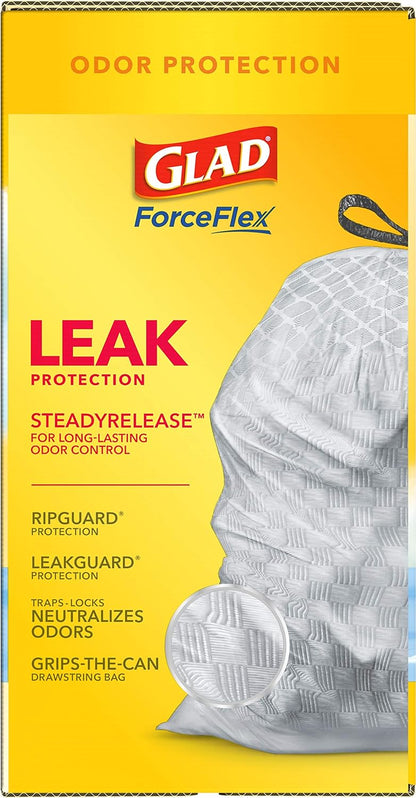 Trash Bags, Forceflex Tall Kitchen Drawstring Garbage Bags, 13 Gal, Fresh Clean Scent with Febreze, 110 Ct