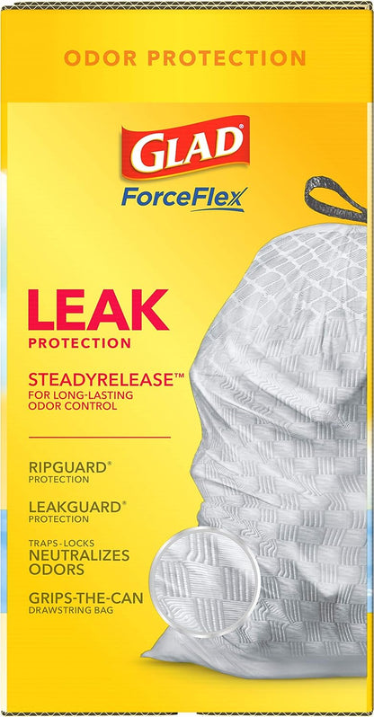 Trash Bags, Forceflex Tall Kitchen Drawstring Garbage Bags, 13 Gal, Fresh Clean Scent with Febreze, 110 Ct