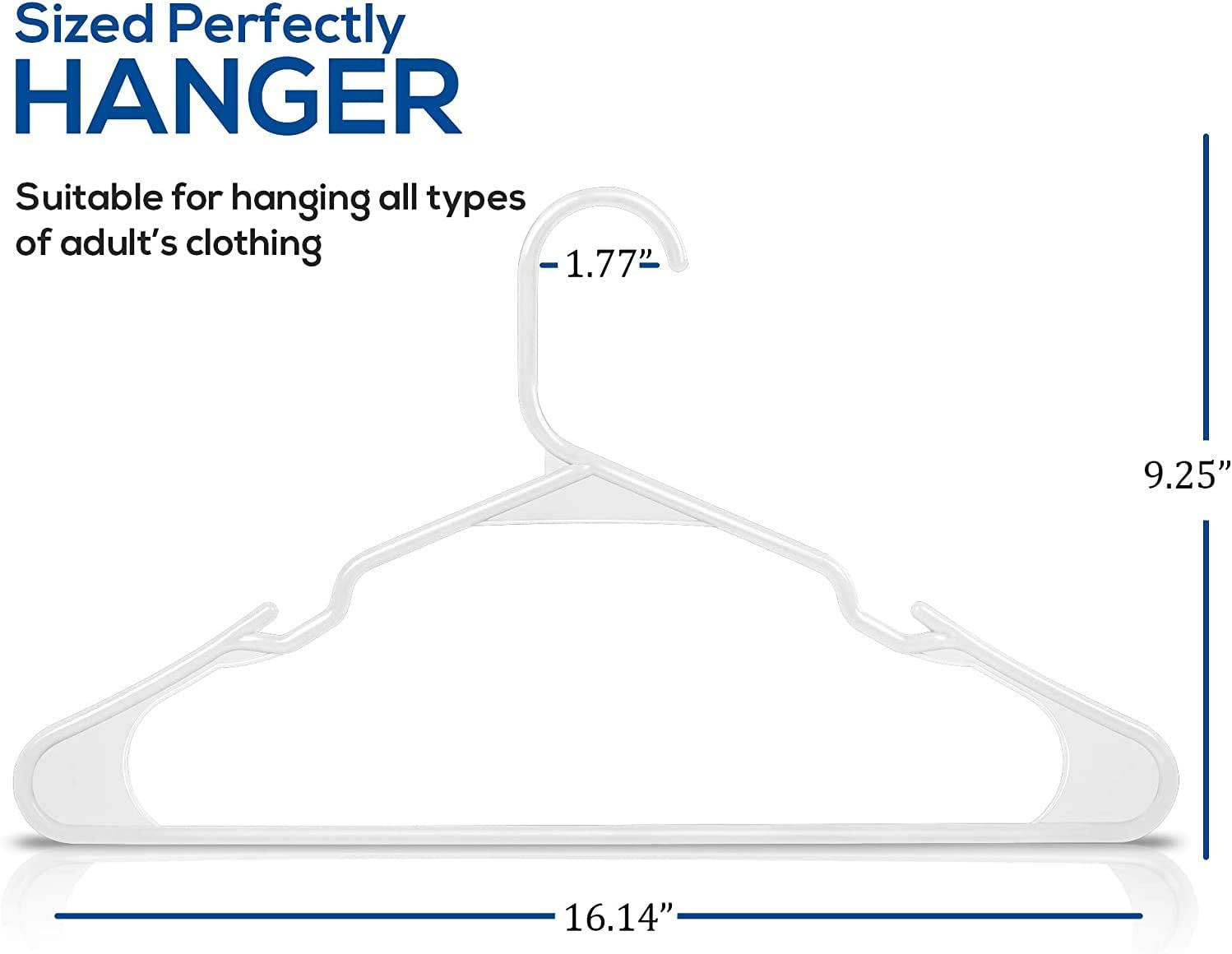 Clothes Hangers 50 Pack - Plastic Hangers Space Saving - Durable Coat Hanger with Shoulder Grooves (White)