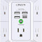 Wall Charger, Surge Protector,  5 Outlet Extender with 4 USB Charging Ports (4.8A Total) 3-Sided 1680J Power Strip Multi Plug Adapter Spaced for Home Travel Office (3U1C)