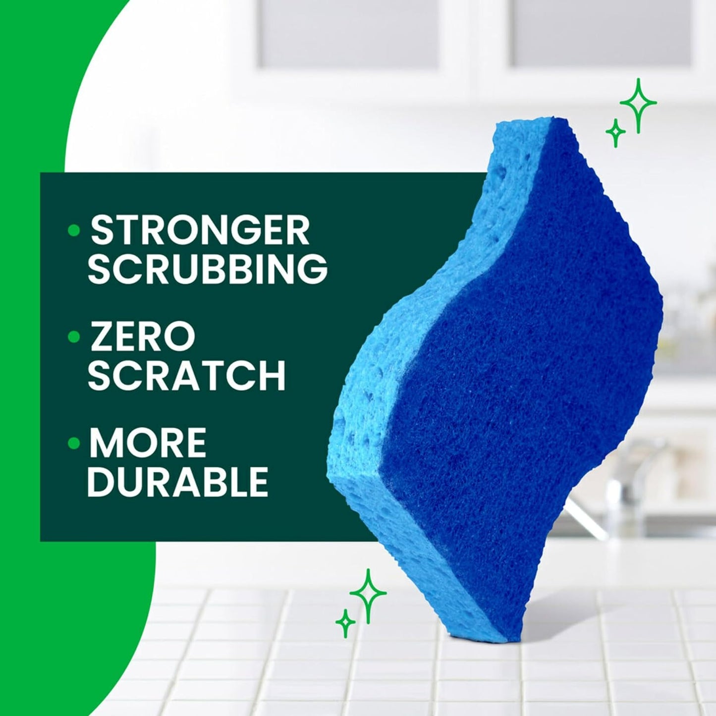 Zero Scratch Scrub Sponges, 6 Kitchen Sponges for Washing Dishes and Cleaning the Kitchen and Bath, Non-Scratch Sponge Safe for Non-Stick Cookware