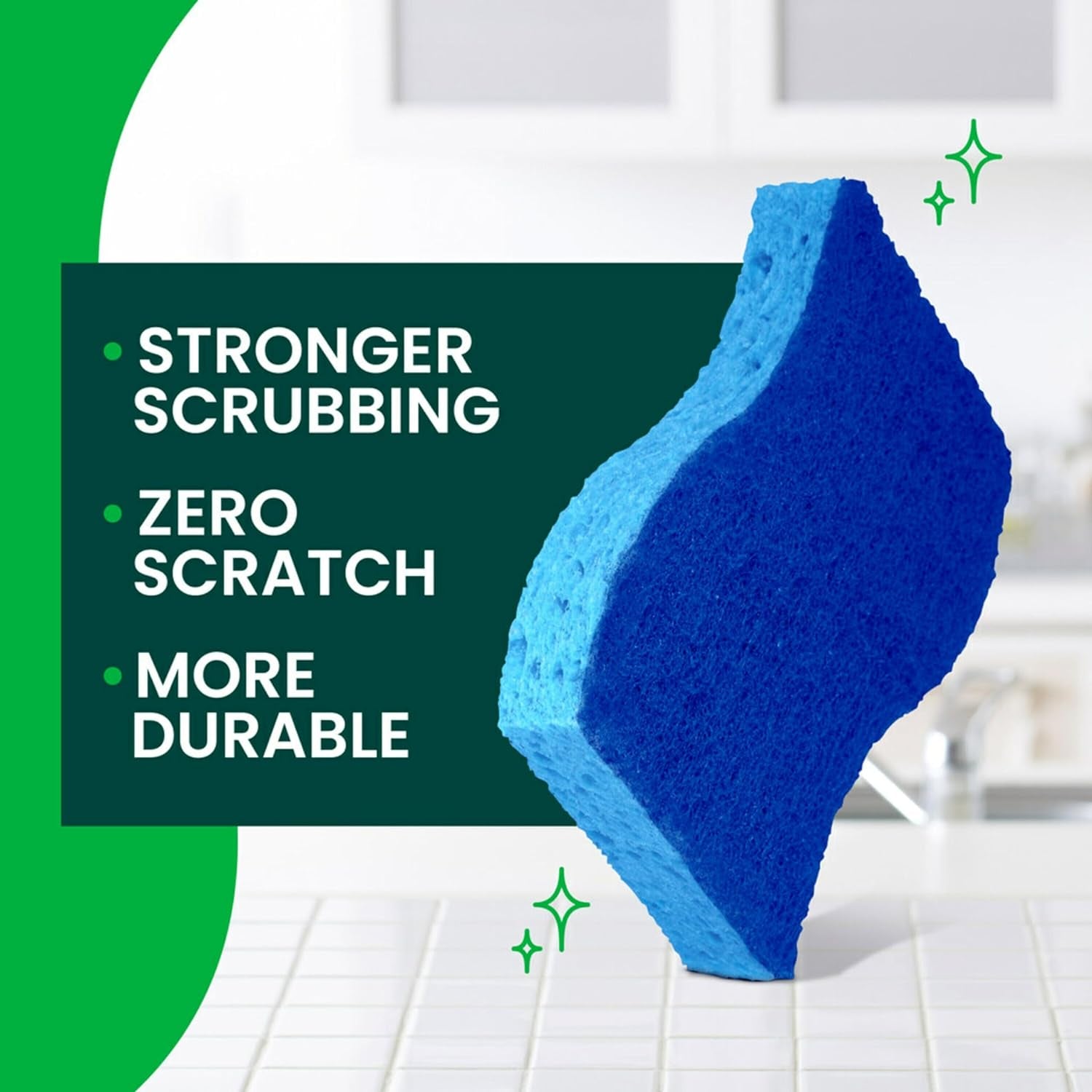 Zero Scratch Scrub Sponges, 6 Kitchen Sponges for Washing Dishes and Cleaning the Kitchen and Bath, Non-Scratch Sponge Safe for Non-Stick Cookware