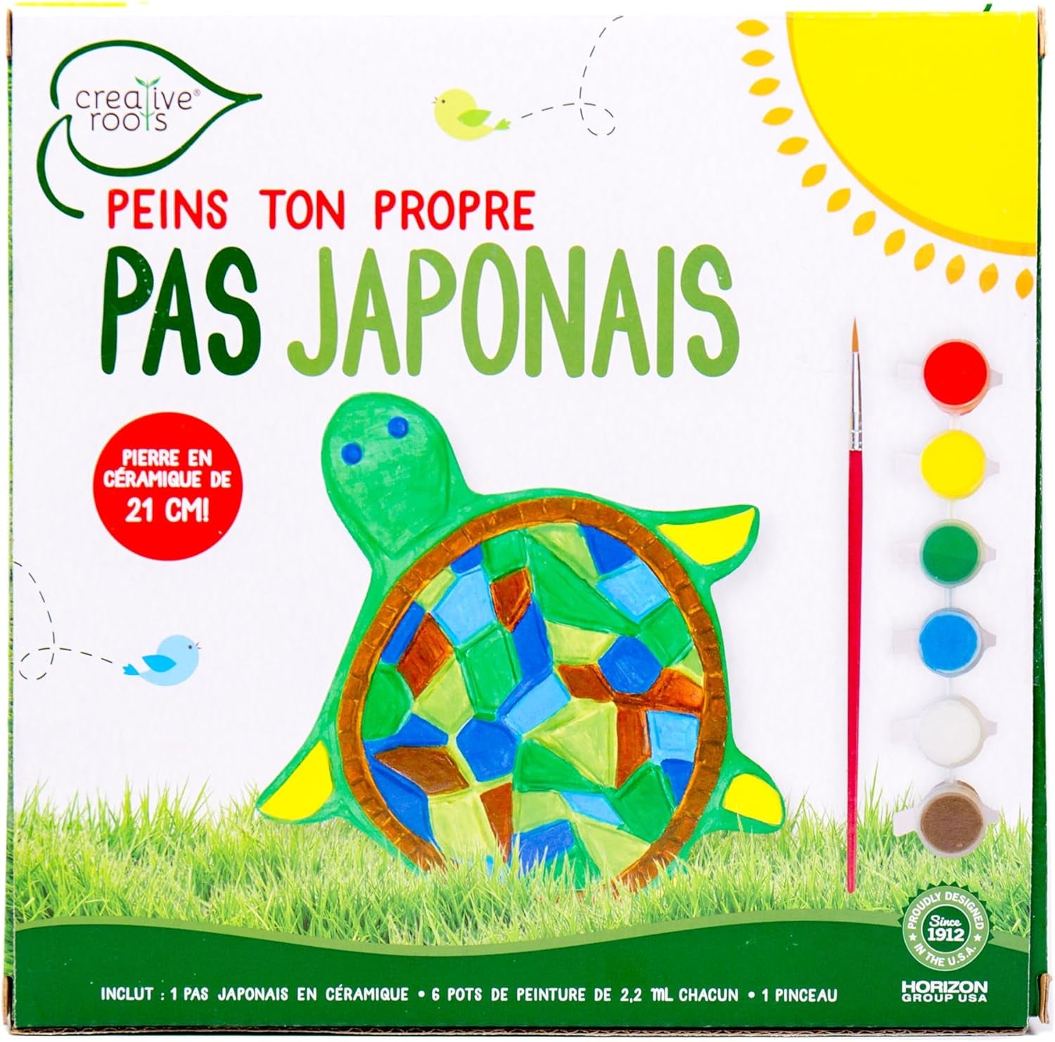 Mosaic Turtle DIY Stepping Stone Kit, Includes Ceramic Stone & 6 Vibrant Paints for Kids Ages 8+