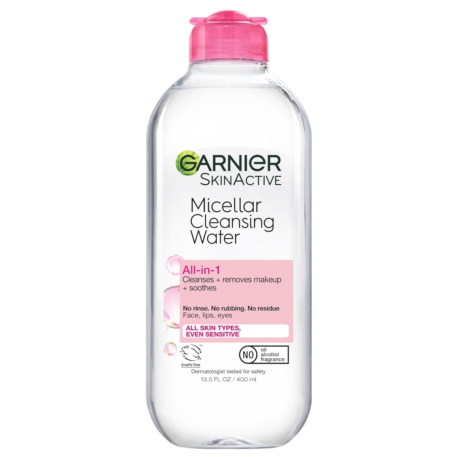 Micellar Water, Hydrating Facial Cleanser & Makeup Remover, Suitable for Sensitive Skin, Vegan, Cruelty Free, 13.5 Fl Oz (400Ml), 1 Count