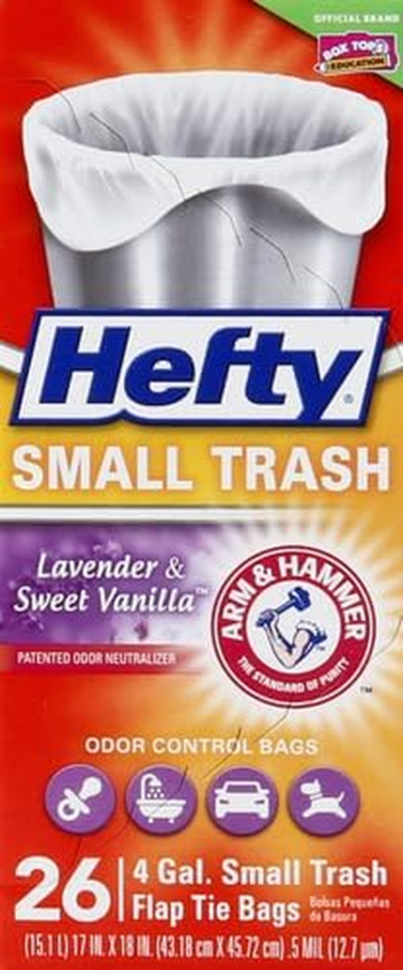 Small Garbage Bags, Flap Tie, Lavender & Sweet Vanilla Scent, 4 Gallon, 26 Count