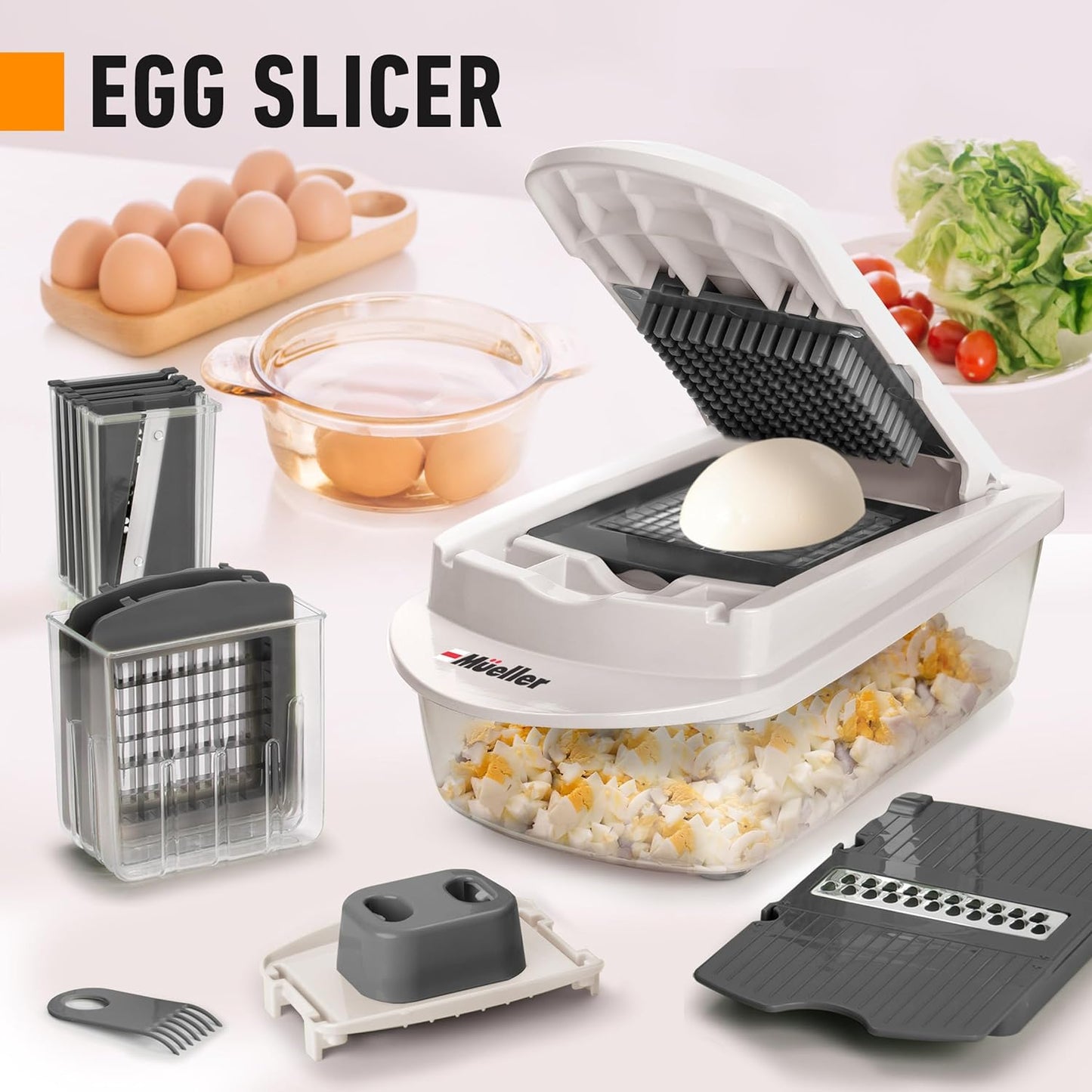 Pro-Series 10-In-1, 8 Blade Vegetable Chopper, Onion Mincer, Cutter, Dicer, Egg Slicer with Container, French Fry Cutter Potatoe Slicer, Home Essentials & Kitchen Gadgets, Salad Chopper